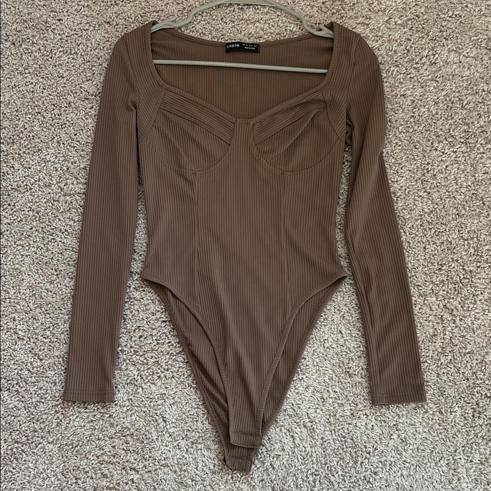 SHEIN Ribbed Brown Top